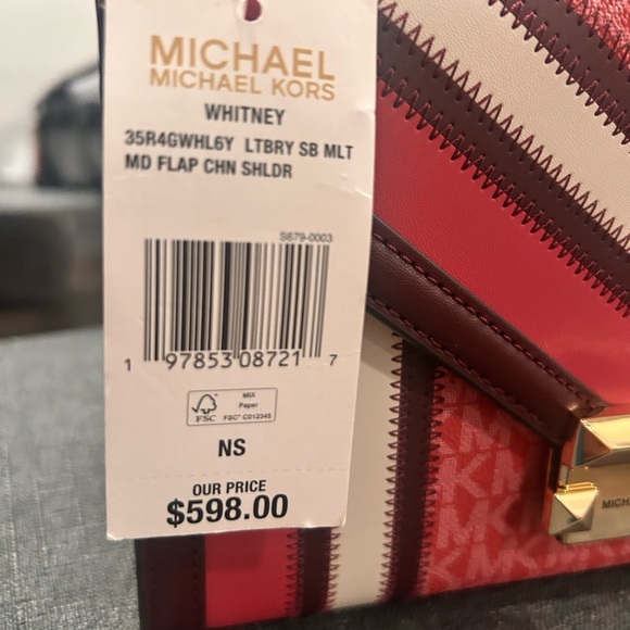 Michael Kors Red and Brown Crossbody Bag - Picture 2 of 4